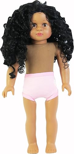 American Fashion World Muñeca afroamericana "Virginia" de 18 pulgadas con tipo de cabello 3B Muñeca desnuda Calidad y diseño premium
