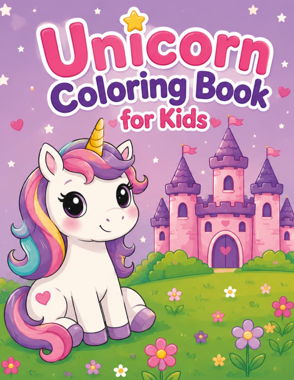 Unicorn Coloring Book for Kids: Fun and Easy Coloring Pages with Magical Unicorns, Rainbows, Castles, and Adventures for Ages 3–8