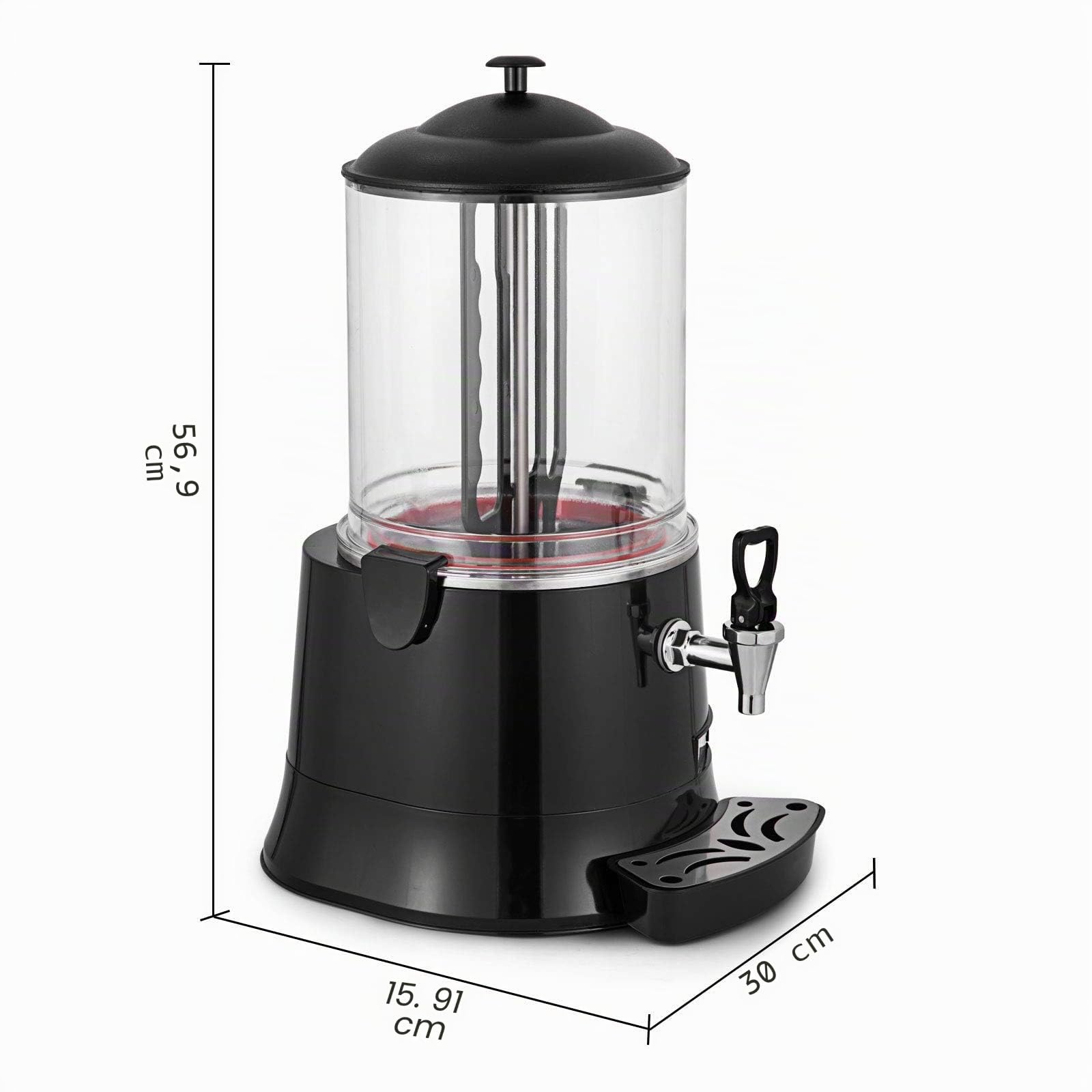 VEVOR Machine à Chocolat Chaud 10L Distributeur Chocolat Chaud Professionnel 400W Chocolatière Pro 30-90℃ Distributeur LED avec Plateau Égouttoir pour Boisson Chaude Café Lait Soja Maison Restaurant