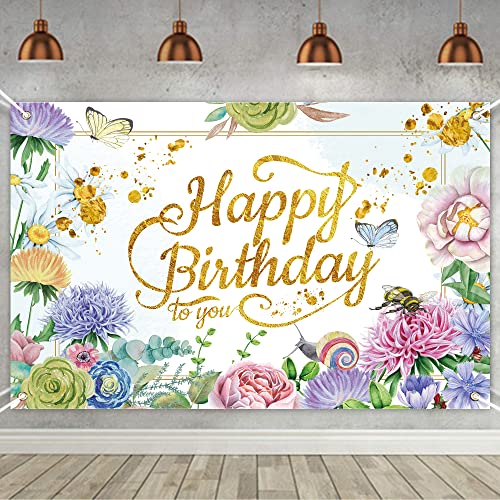 Pink Flower Bush Garden Birthday Photography Background Banner for Women's Party Decoration