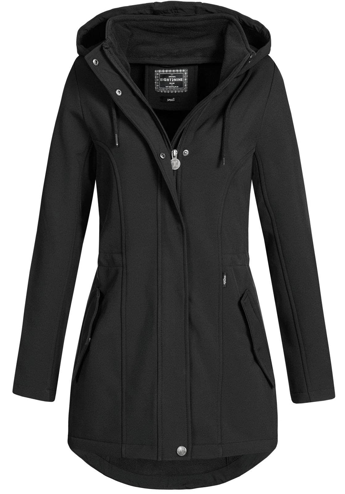 Eight2Nine Damen Softshelljacke LETN-041 Kurzmantel mit Kapuze