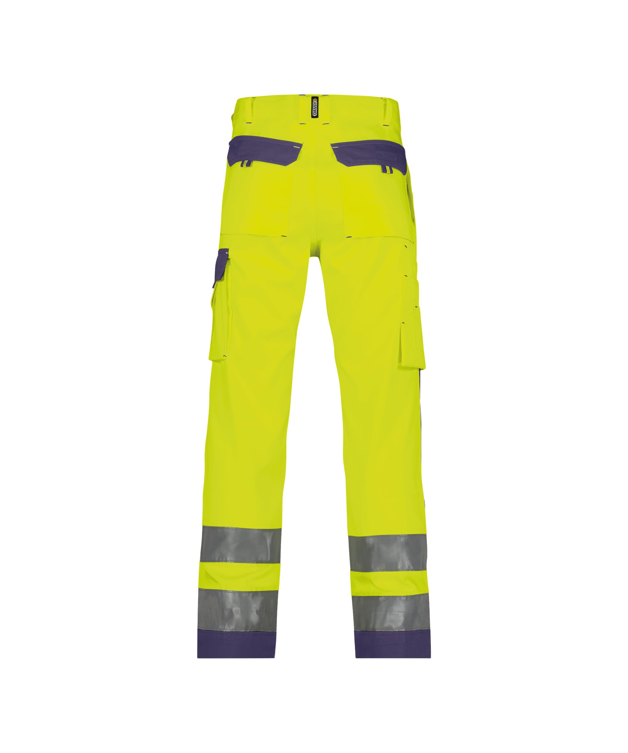 DASSY Buffalo Spodnie robocze o wysokiej widoczności z kieszeniami na kolana - rozmiar 58 - FLUO ŻÓŁTY/GRANATOWE
