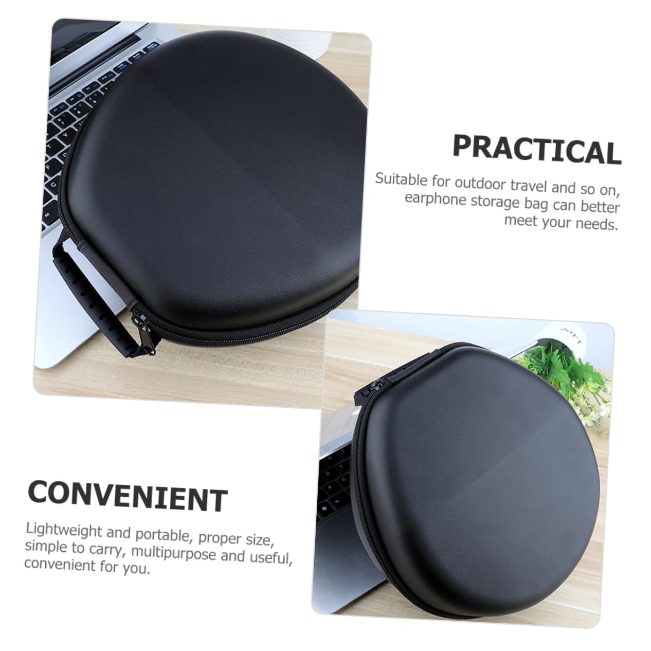 NUOBESTY Custodia Per Auricolari Portatili in Pu e Durevole Cerniera Per Evitare Cadute Per Riporre Cuffie e Accessori Elettronici Leggera e Trasportare