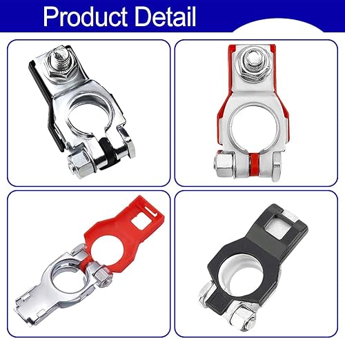 Miniatura 6 de 2 conectores de terminal de batería, terminales de batería de automóvil, terminal de cable de batería positivo y negativo con cubiertas de plástico,