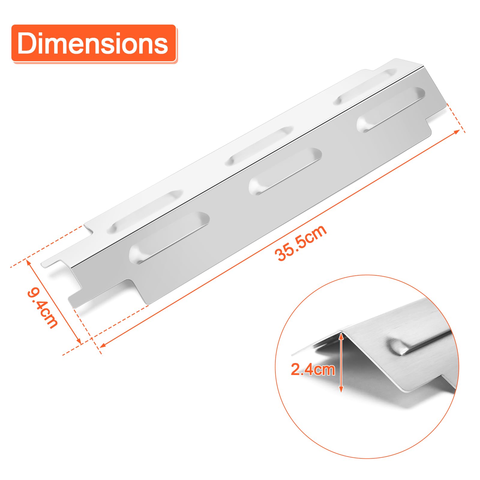 GFTIME 35,5 cm, copertura bruciatore in acciaio inox per EL Fuego Dayton, 4 bruciatori, Broil-Master a gas 4 + 1, distributore di fiamme, accessori per barre aromatiche, 6 pezzi