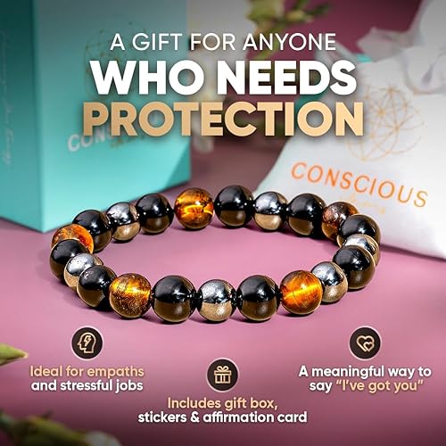 Miniatura 5 de Pulseras de protección Conscious Items para mujeres y hombres, pulsera de cristal curativo con piedras naturales para protección energética,