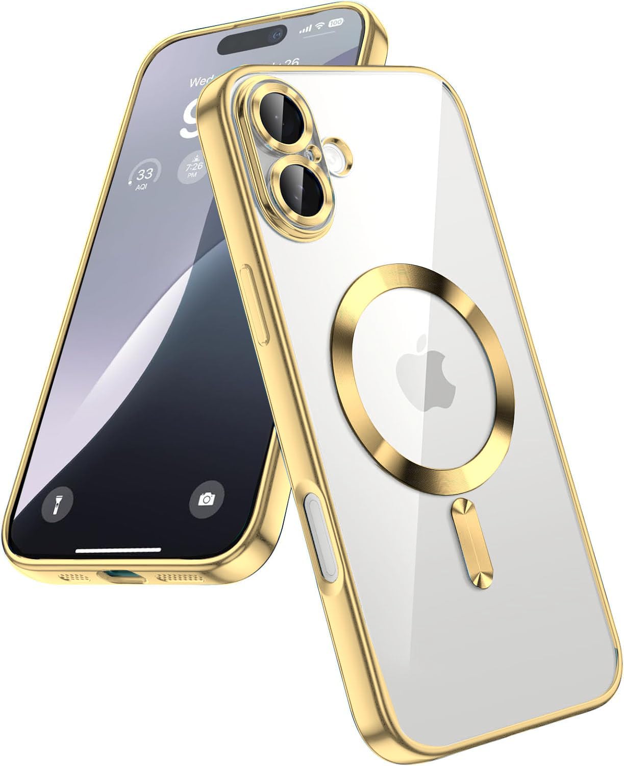 VONZEE Electroplating Transparent Clear Logo Cover TPU Case For iPhone 16 Case, Compatible with Magsafe, Full Body & Individual Camera Protection For Each Lens For Men & Women (Gold) VONZEE Electroplating Transparent Clear Logo Cover TPU Case For iPhone 16 Case, Compatible with Magsafe, Full Body & Individual Camera Protection For Each Lens For Men & Women (Gold)
