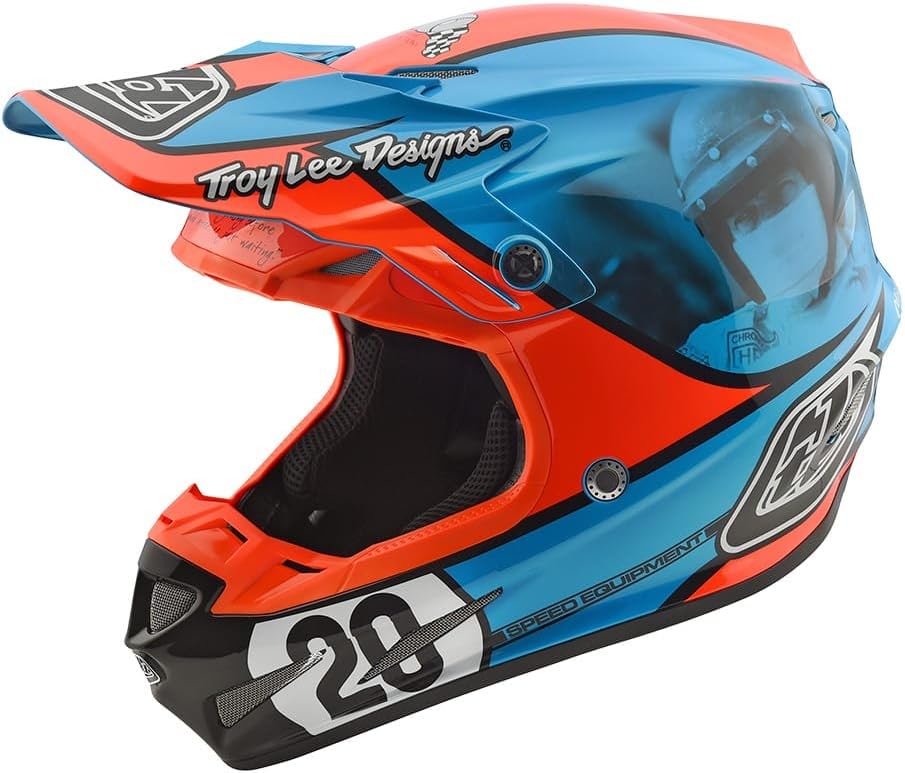 Troy Lee Designs Adult Offroad Motocross Composite SE4 McQueen Helmet (Small, Blue/Orange))
