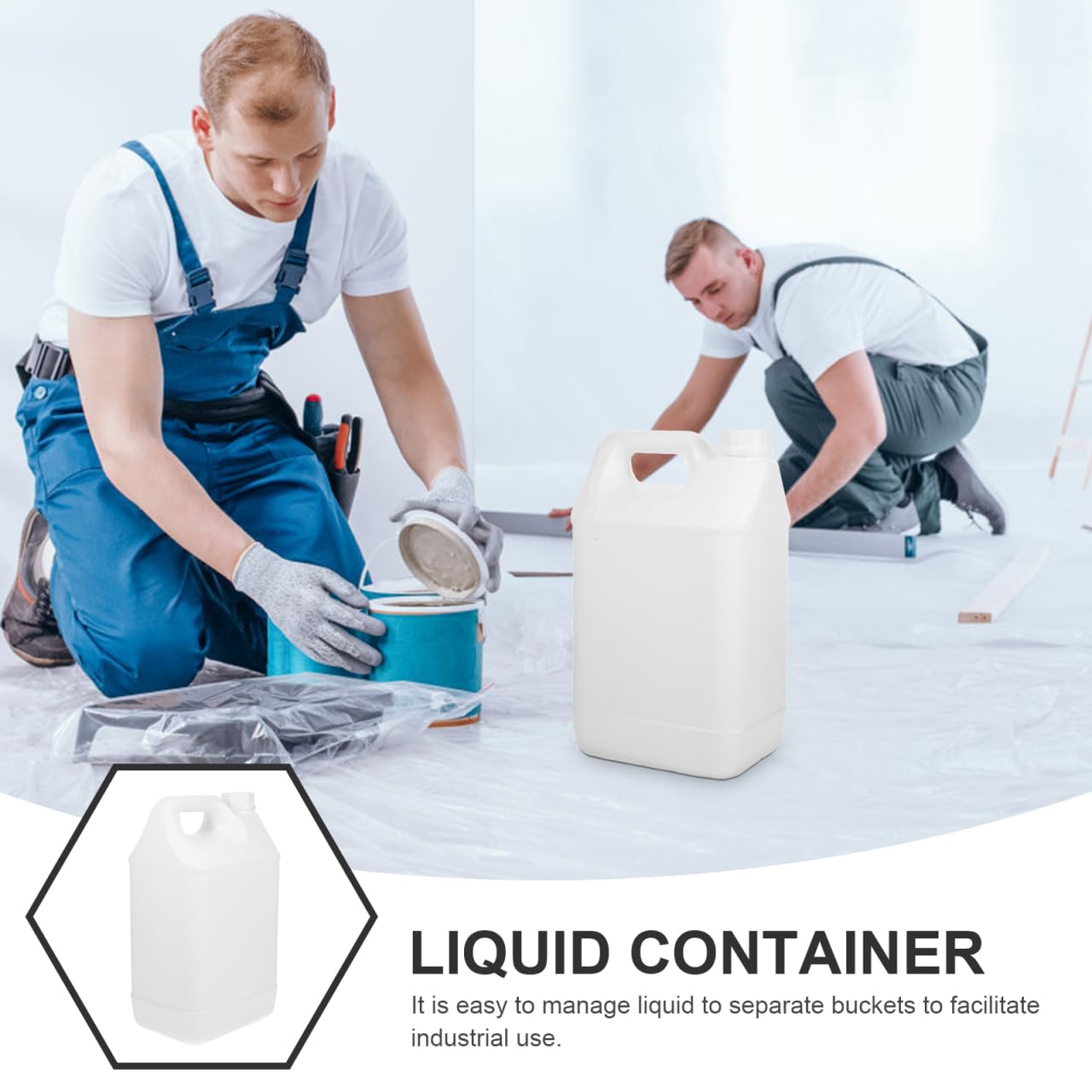 Brocca vuota in plastica HDPE da 5 l, con coperchi ermetici, contenitore per acqua, uso domestico e commerciale, contenitori per acqua, saponi, detersivi, liquidi, bianco