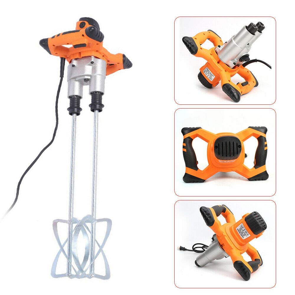 S SMAUTOP Handheld Power Concrete Mixers CounterRotating Double Agitators 1800W Double Shaft