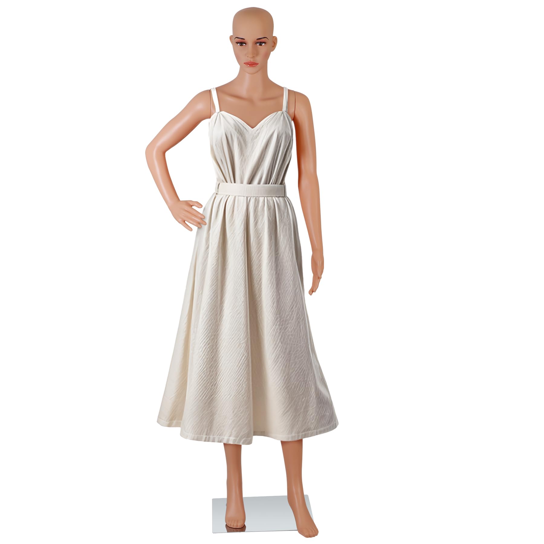 Epetlover Full Body Mannequin 69 Inches Dress Form Manikin Adjustable Posture Realistic Display Dress Model with Turnable Head, Metal Base