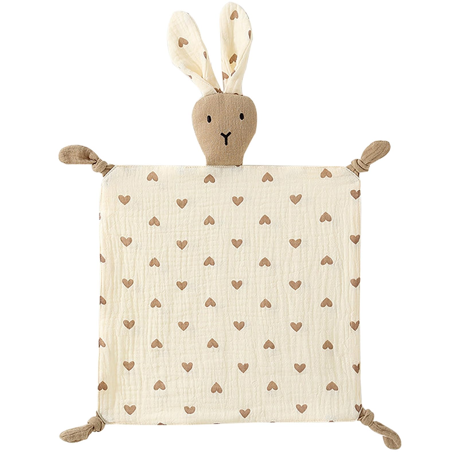 Organic Cotton Muslin Lovey Blanket, Organic Cotton Muslin Bunny Security Blanket Soft &amp; Breathable Lovie Baby Gifts for Boys and Girls