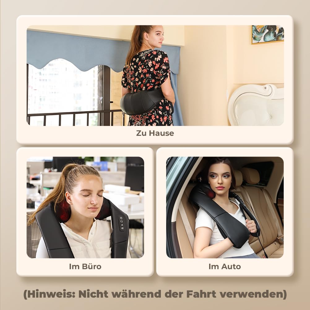 ELEHOT-Store Nackenmassagegerät mit Wärme, Shiatsu Massagegerät Nacken Schulter Rücken Taillen Beine Fuß und Muskelmassage, Einstellbaren Geschwindigkeiten Massagegerät zu Hause Büro Auto