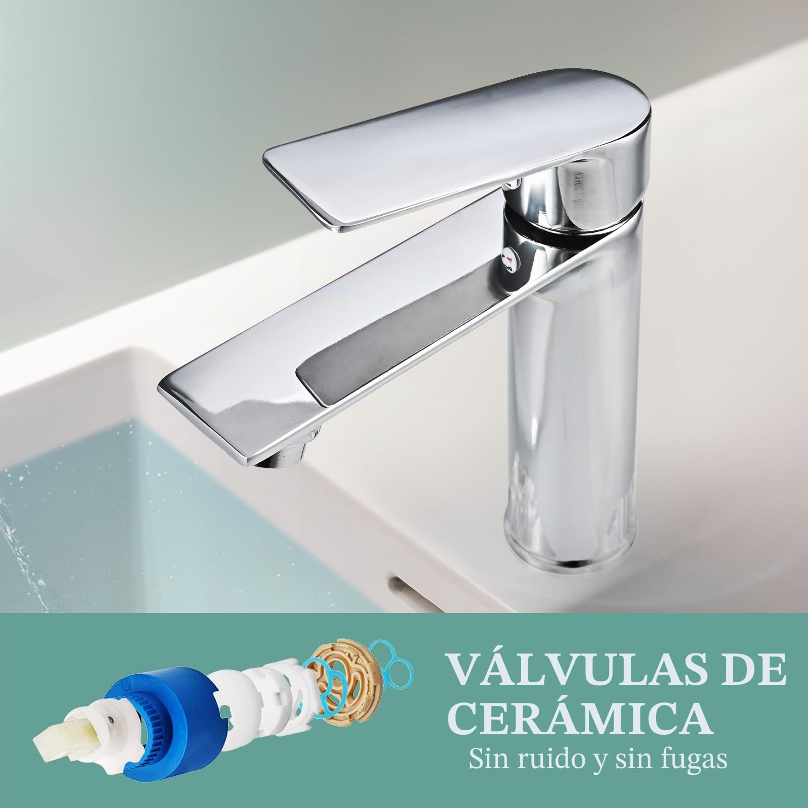 Cieex Grifo Lavabo Cromado Grifo de Baño Grifo Monomando de Lavabo Duradero Fácil Instalación