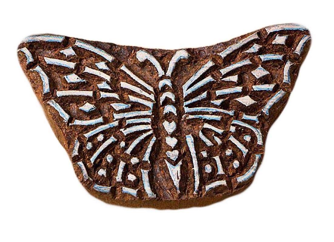 Wooden Printing Block Stamp Butterfly Carved Indian Print Textile Fabric Border7
