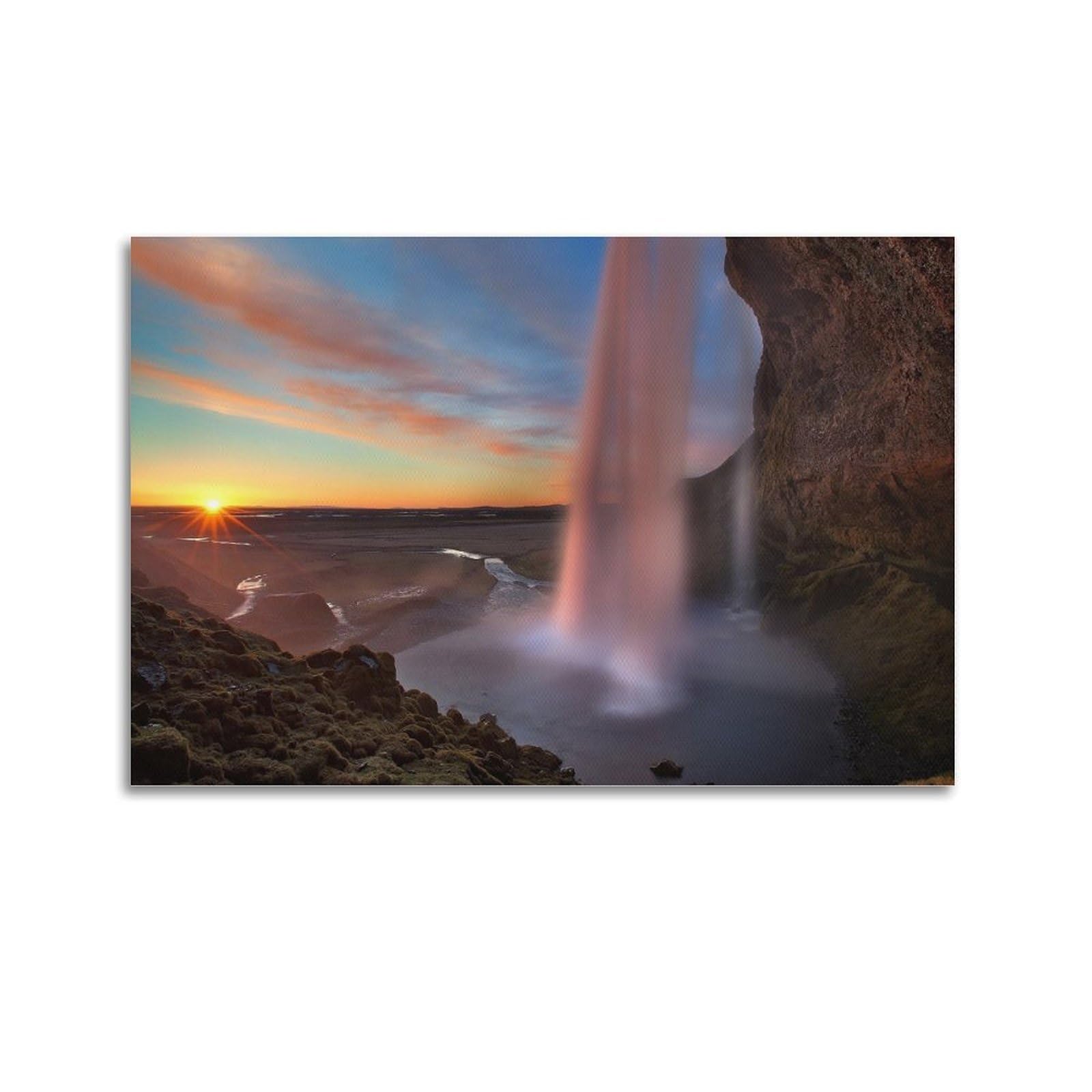 CPGLJD Landscape Art Poster Waterfall Nature Poster Decorative Painting Canvas Wall Posters And Art Picture Print Modern Family Bedroom Decor Posters 20x30inch(50x75cm)