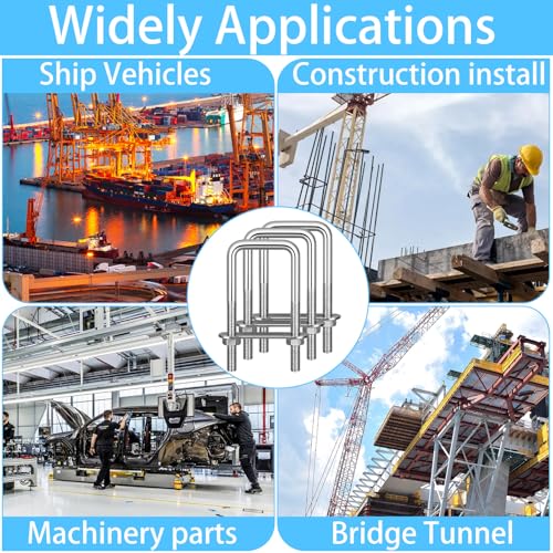 KAIYAYA 6 Stück Bügelschraube U Bügel mit Gewinde M6 50 x 80mm Edelstahl U Schrauben Quadratische Bügelschrauben, Bügelbolzen für Zaunpfosten, Rohr Befestigung, Auto Abschleppen, Zurrbügel