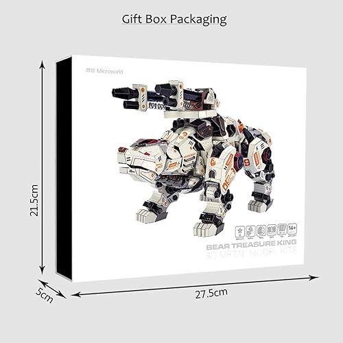 Miniatura 7 de Microworld Rompecabezas de metal 3D, kit mecánico de modelo de oso polar blanco, desafiante corte láser, colección de rompecabezas de decoración del