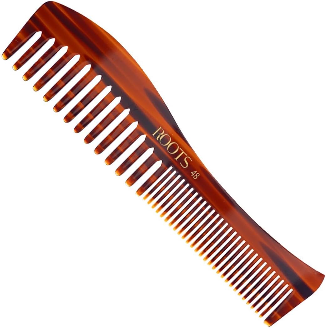 ROOTS Classic Comb | Dual Teeth For Styling & Detangling | Smooth & Round Teeth prevent Hair damage | For Women with Straight, Long, Wavy Hair | Wet & Dry use | Length - 7.5 Inch | Model No - 48