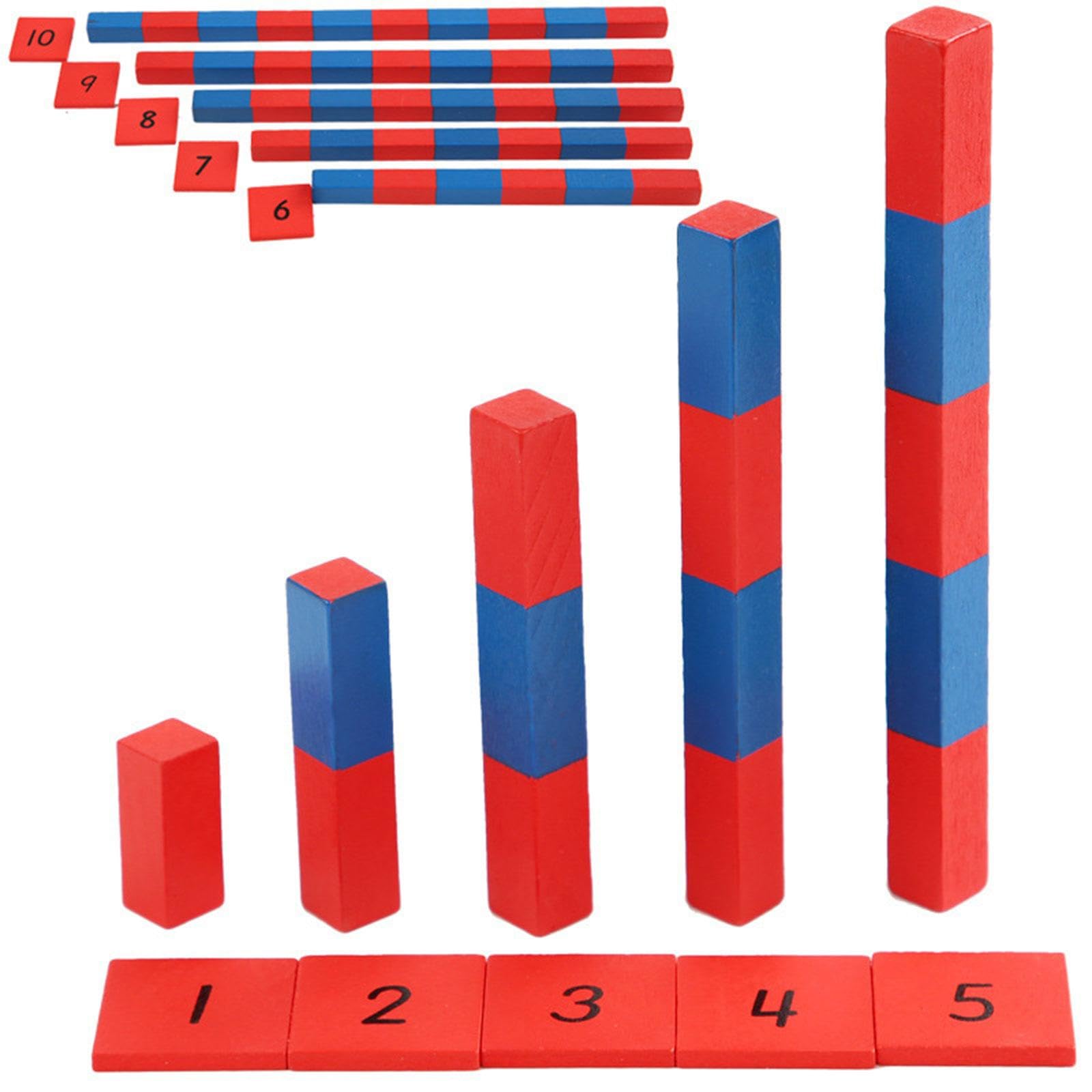 Qianly Juego de Barras Numéricas de Madera Matemáticas Material Didáctico para Juegos Numéricos y Distinción de Formas Adecuado para