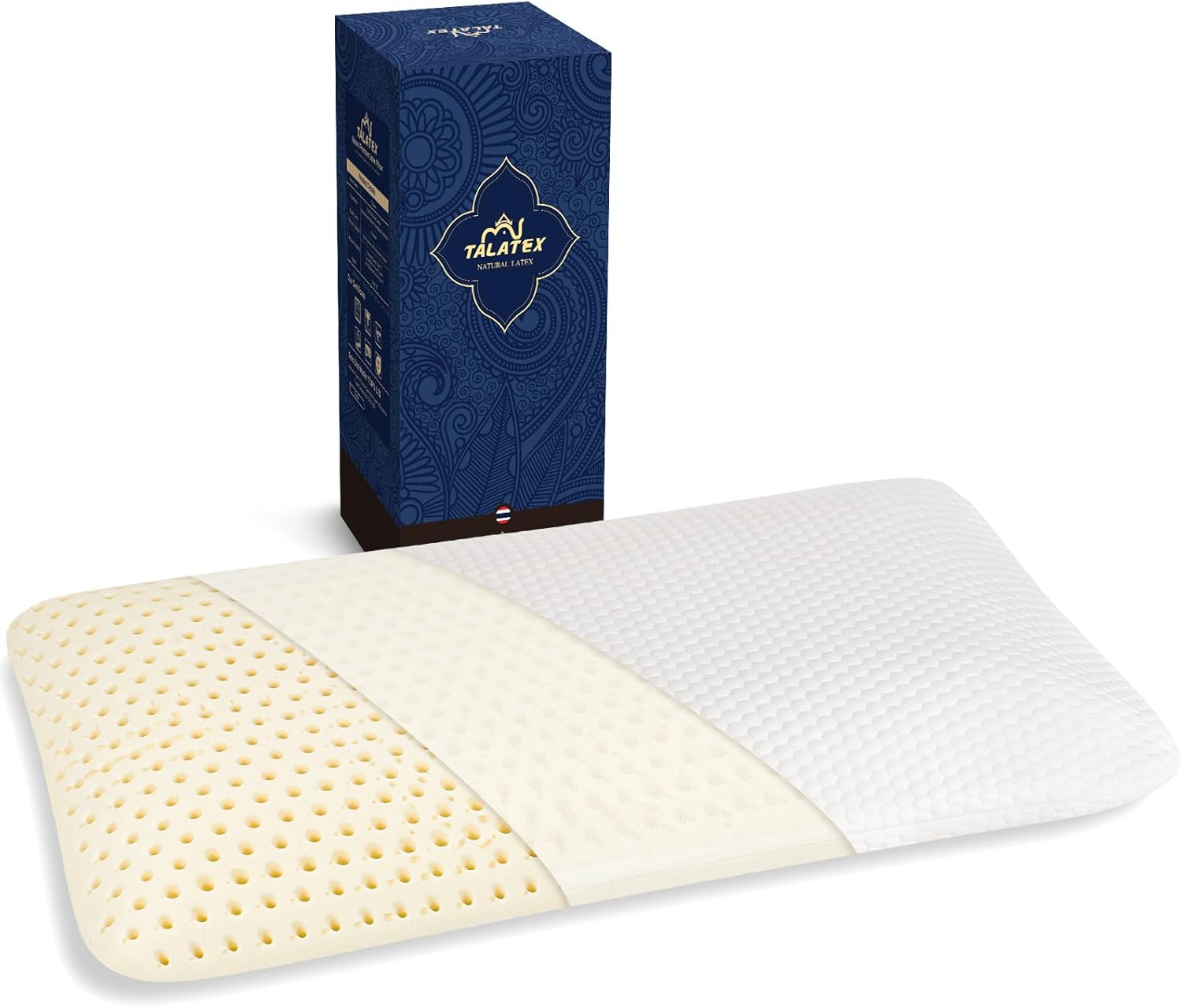 Almohada Látex Natural Queen 3.7" Funda Tencel Lavable