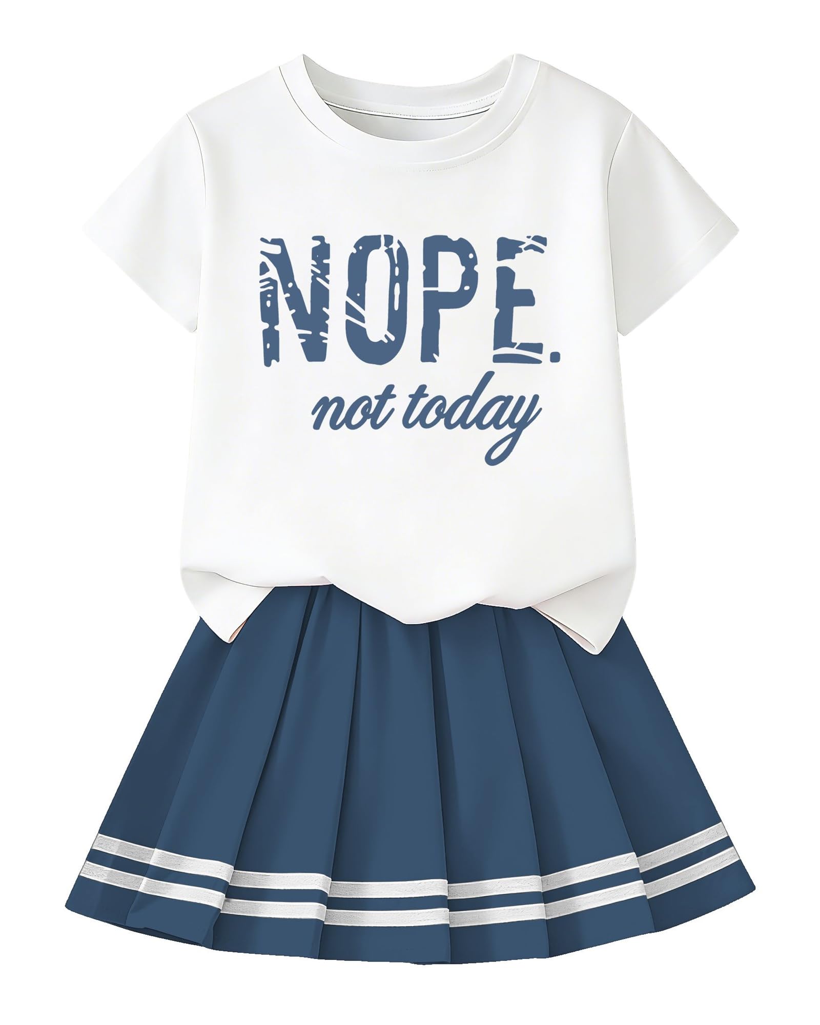 Betusline Girls Skirt Set, Printed T-Shirt &amp; Pleated Skirt, 4-14Y