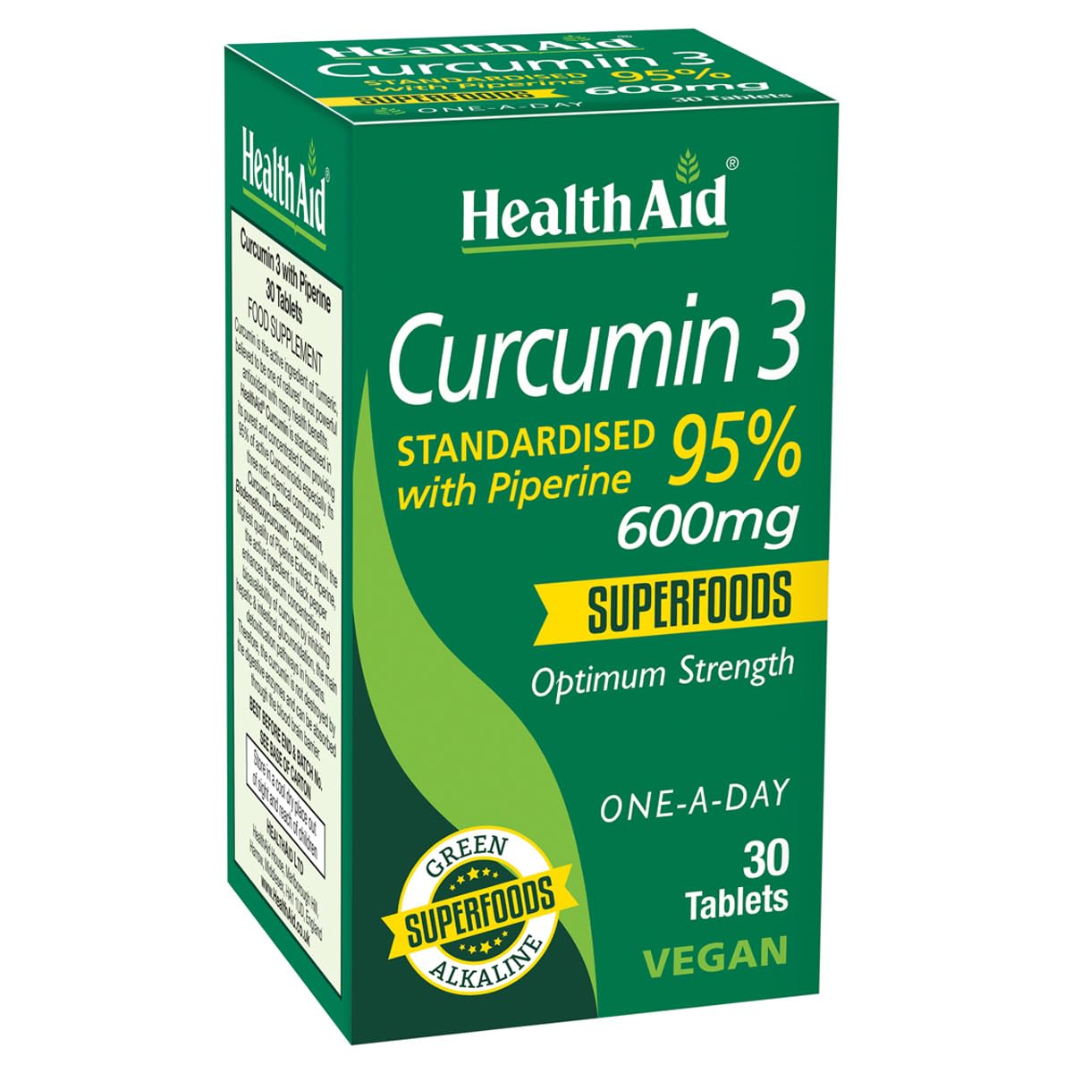 HealthAid Curcumin 3 Vegan Tablets - Pack of 30