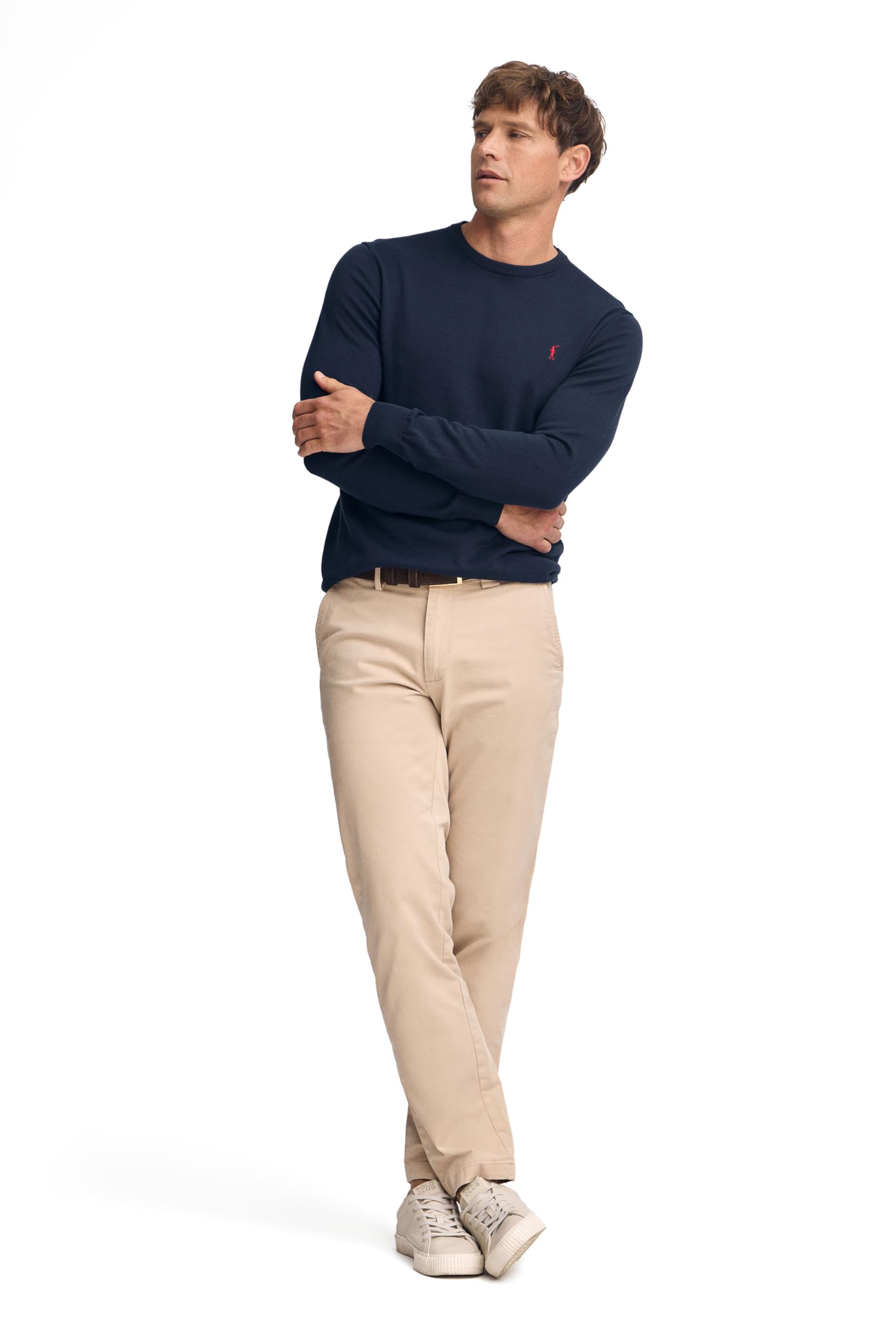 Polo Club Maglione a Treccia da Uomo con Logo e Scollo Tondo