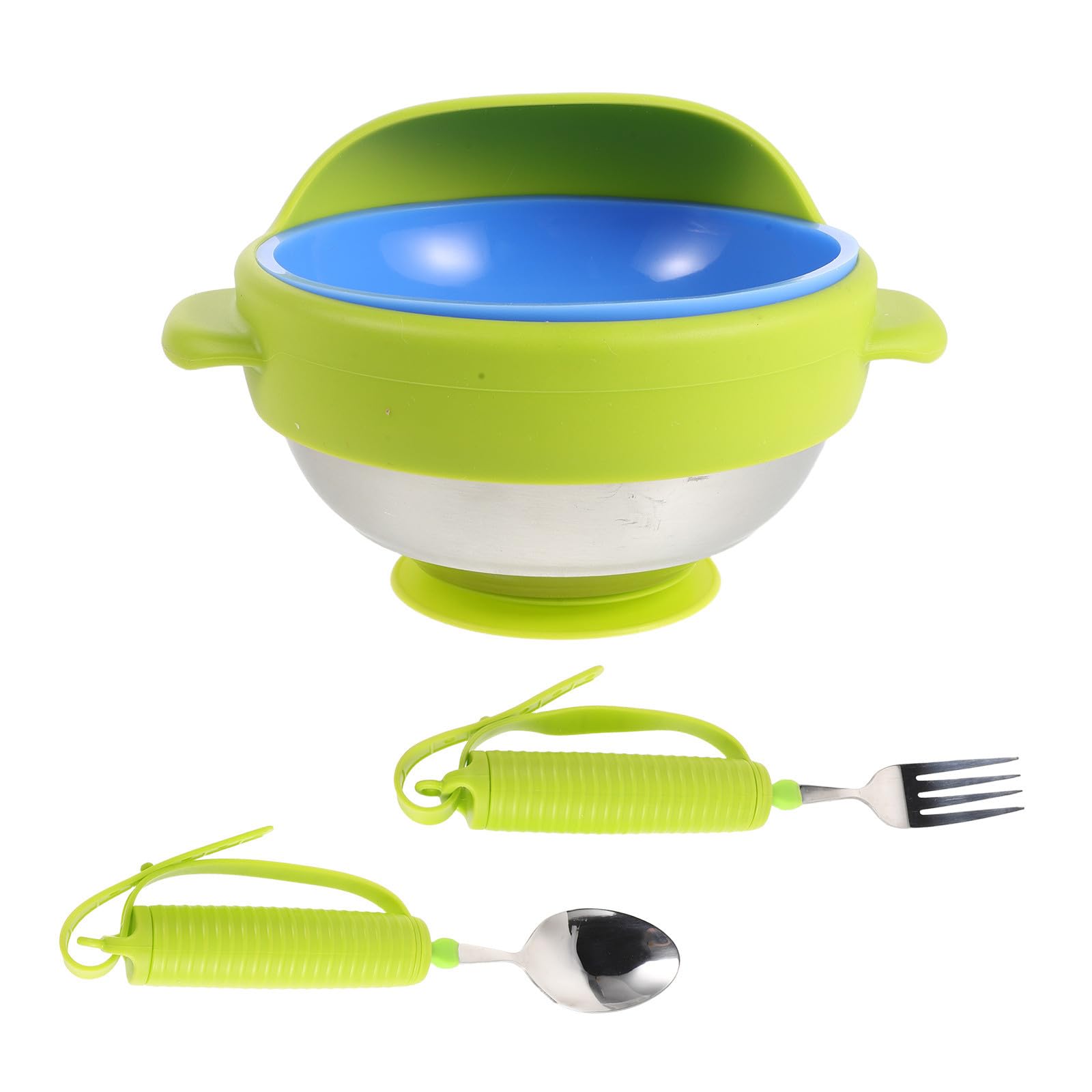 TEHAUX Juego de Cubiertos Antivibración Mango Ergonómico de Acero Inoxidable y Silicona para Personas Mayores, Vajilla Antiderrame para Entrenamiento y Alimentación Asistida en Casa