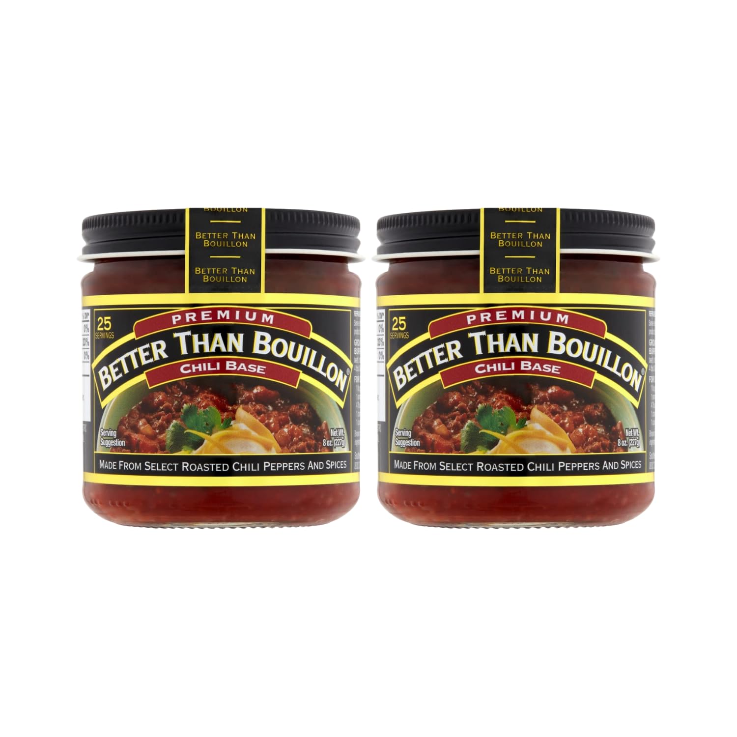 Better Than Bouillon Chili Base, Made from Select Roasted Chili Peppers & Spices, Blendable Base for Added Flavor, 8-Ounce Jar (Pack of 2)