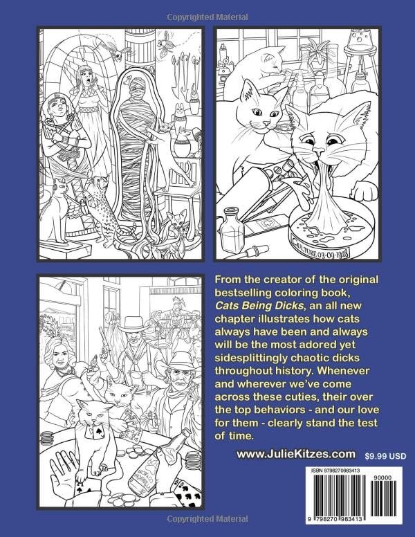 Cats Being Dicks II - Tails Through Time: A funny adult coloring book for cat lovers image 3