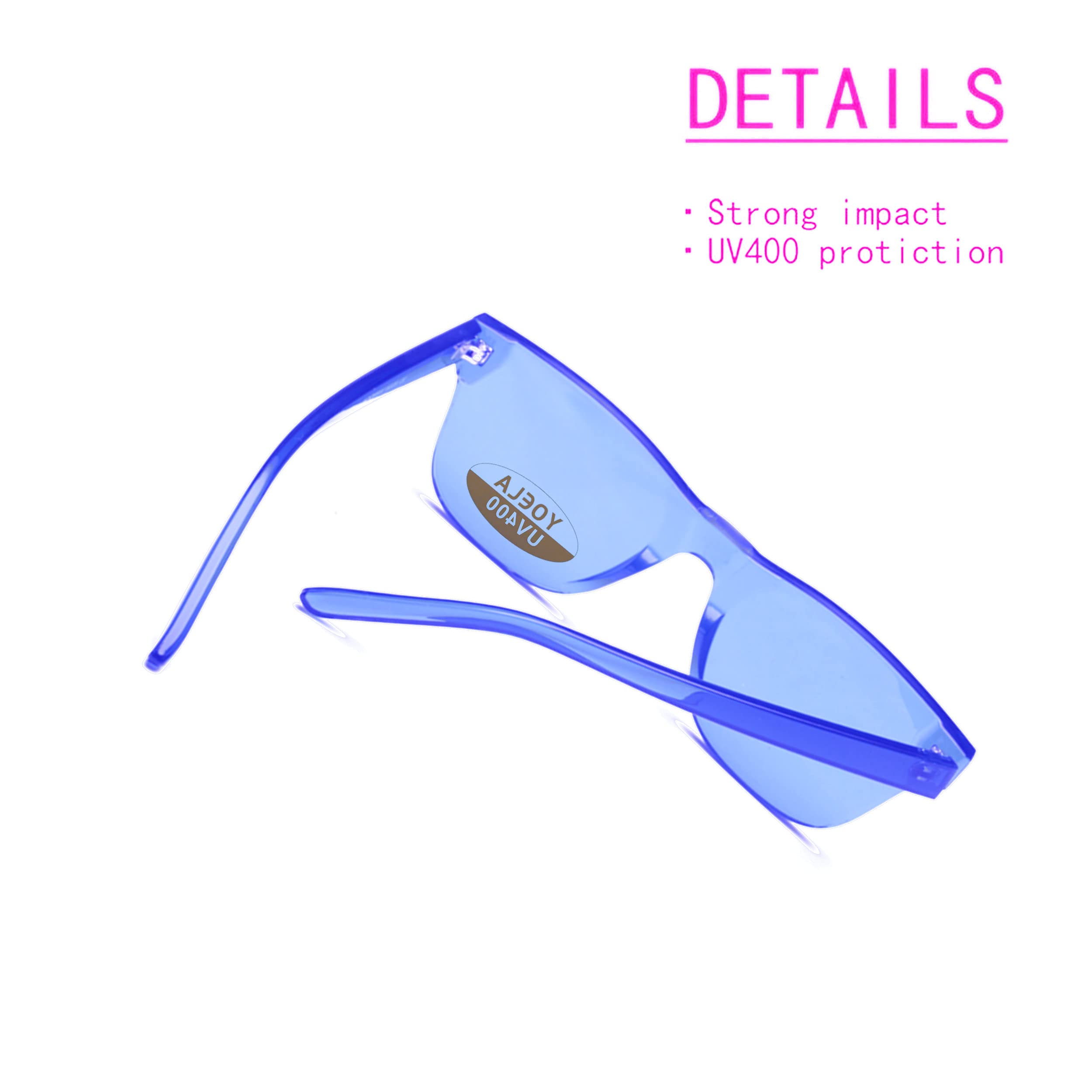 Übergroße quadratische randlose Sonnenbrille getönt Unisex Damen Herren Einteilige farbige transparente Brille Retro Brille