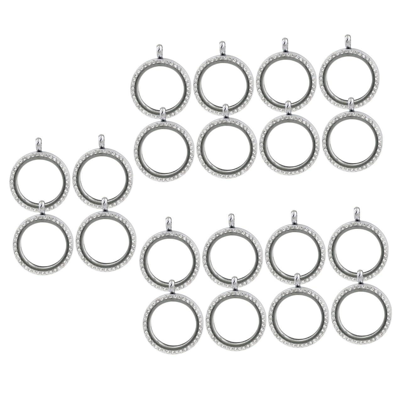 NUOBESTY 12 Pcs Diamant Photo Pendentif Strass Lunette Pendentif Plateaux Résine Cadre Photo Ornement Cadre Ouvert Lunette Anneau Cas Accessoires