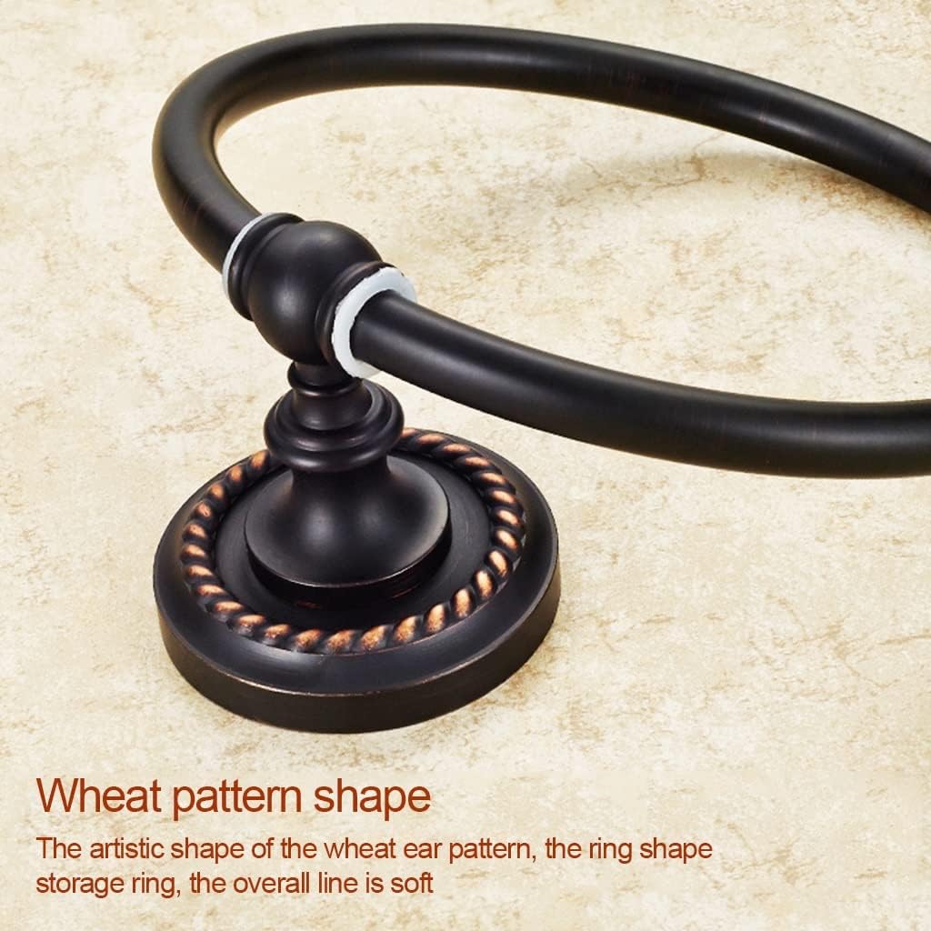 LSLYTQ American Towel Ring, Black Full Copper Round Towel Rack, Round Hand Towel Holder Wall Mount