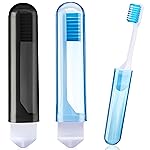 Patelai 2 Pieces Travel Toothbrush Set, Soft Bristle Mini Foldable Tooth Brush with Case, Individually Wrapped Small Portable Travel Size Toiletries Stuff for Camping (Classic Color)