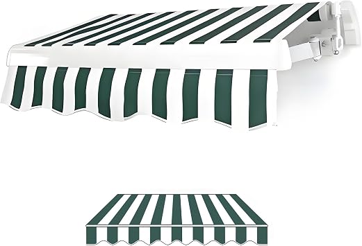 Retractable Patio Awning Fabric Sunsetter Fabric Replacement Striped Retractable Awnings 2x1.5m6.5x4.9 FT Manual Retractable Awning Cloth No Frame For Sun Shutter UV Rain And Snow Protection Blue