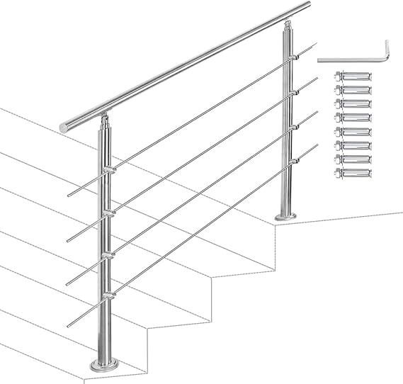 Joparri Treppengeländer Edelstahl Außen & Innen 160 cm, Balkongeländer