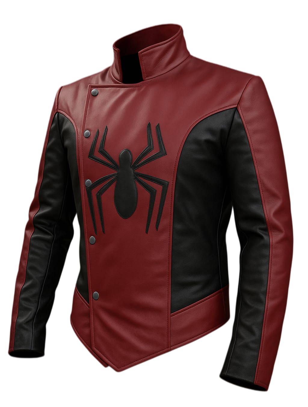 Spideey Men Maroon Faux leather Jacket Super hero Movie Design