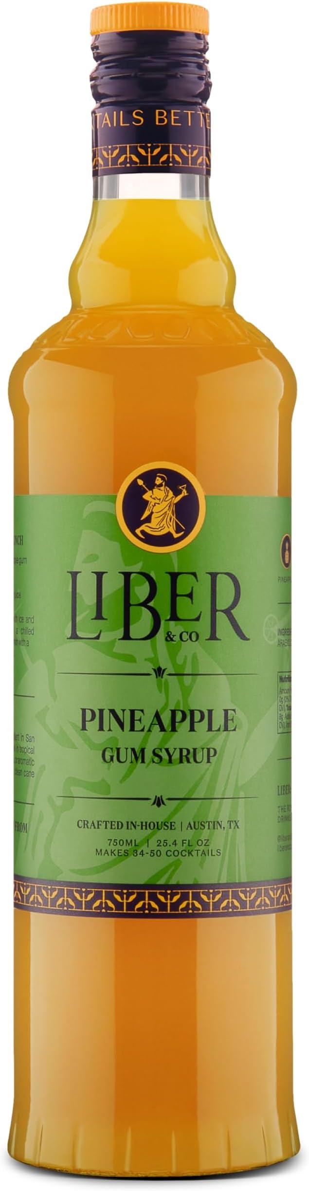 Liber & Co. Pineapple Gum Syrup - Craft Cocktail Mixer with 60% Pineapple Juice, Pure Cane Sugar & Gum Arabic - Essential for Pisco Punch, Jungle Birds & Tiki Cocktails - Makes 50 Drinks (25.4 oz)