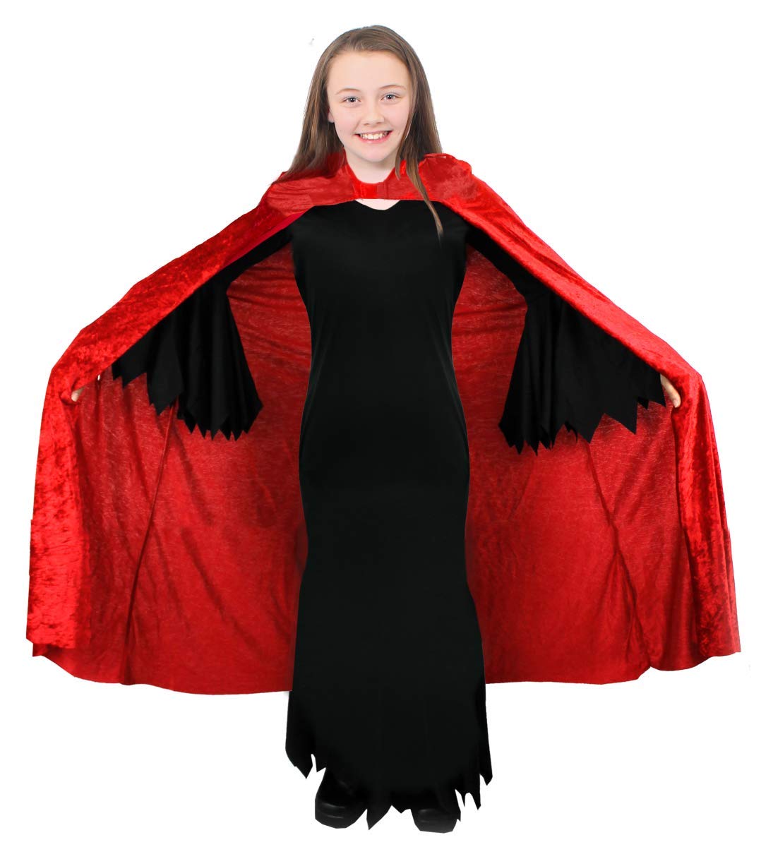 Déguisement Halloween Robe Vampire Gothique Fille - Cape Velours Rouge - Costume  Halloween - Taille S à XL Deguisement Vampire Enfant, image size:1078x1200