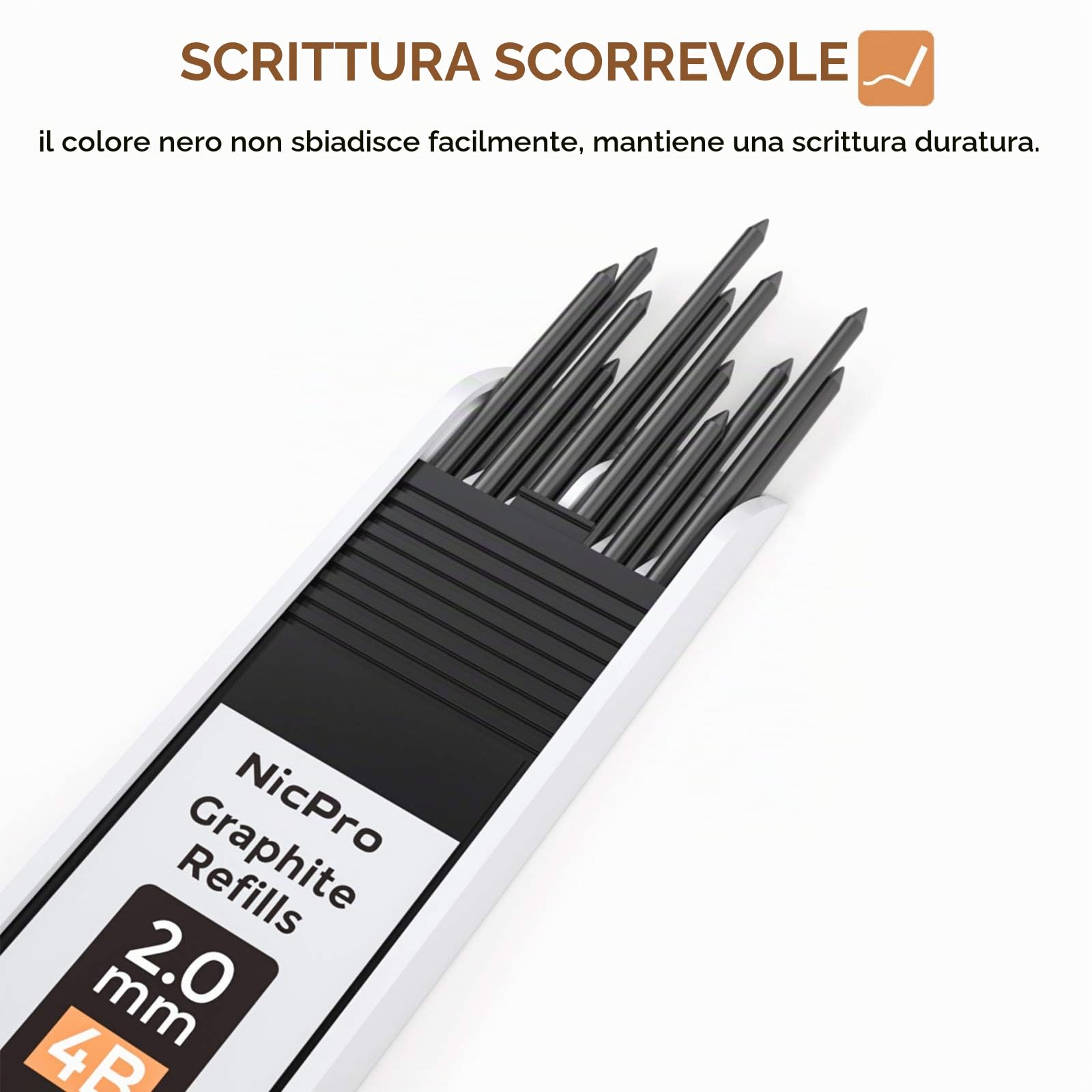 Nicpro 1 Pezzo Matita Meccanica 2mm Portamine Falegname Set con 5 Mine Grafite HB 2H 4H 2B 4B Nero