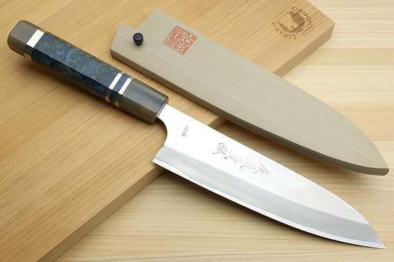 Yoshihiro High Speed Steel HAP40 Gyuto Chefs Knife with Ocean Blue Handle (8.25 (210mm))