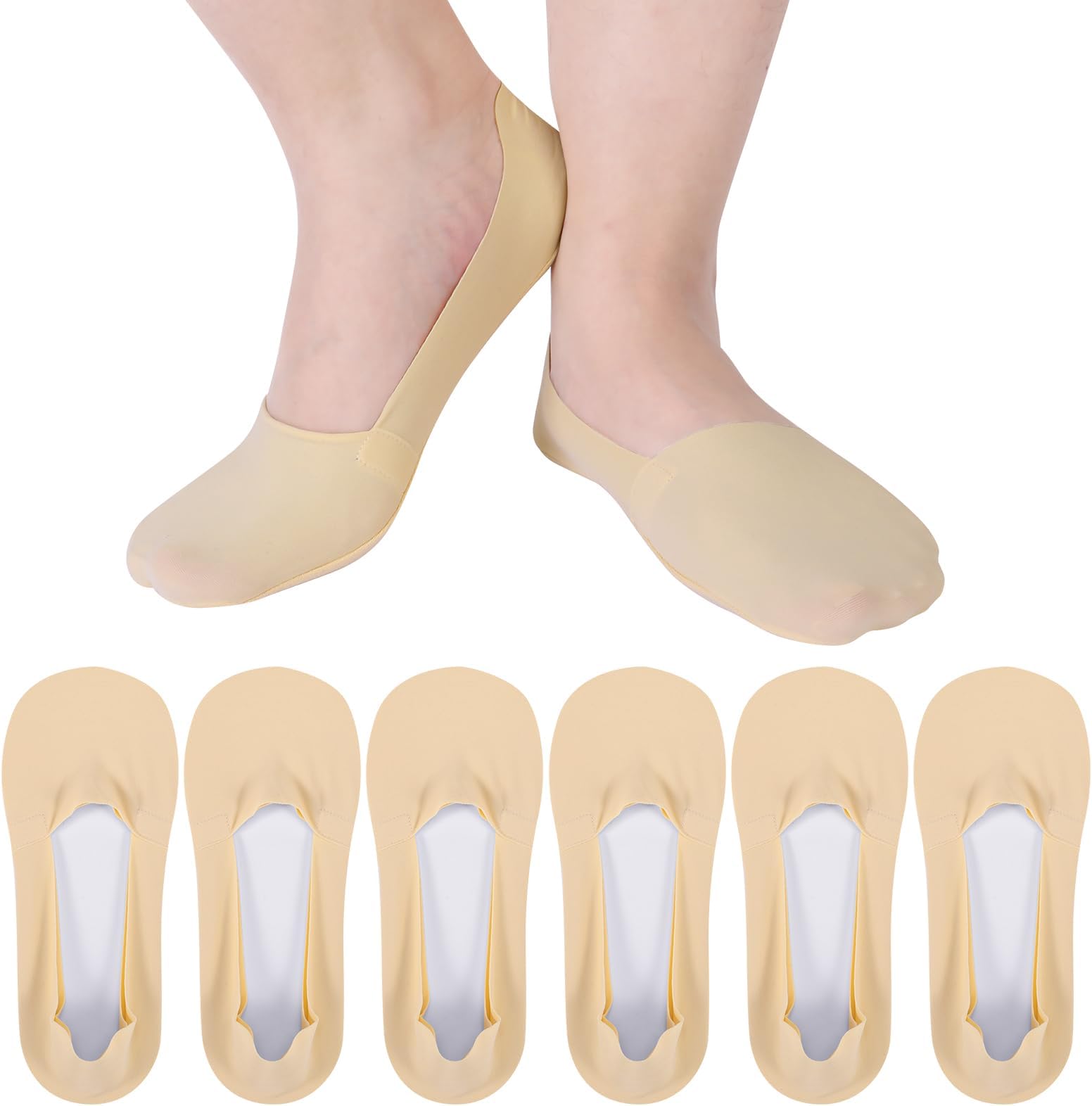 6 Pairs No Show Socks for Women, Non Slip Invisible Boat Socks Cotton Ultra Low Cut Liner Socks, Ladies Pop Socks for Loafer Flats Boat Shoes Size 4-7