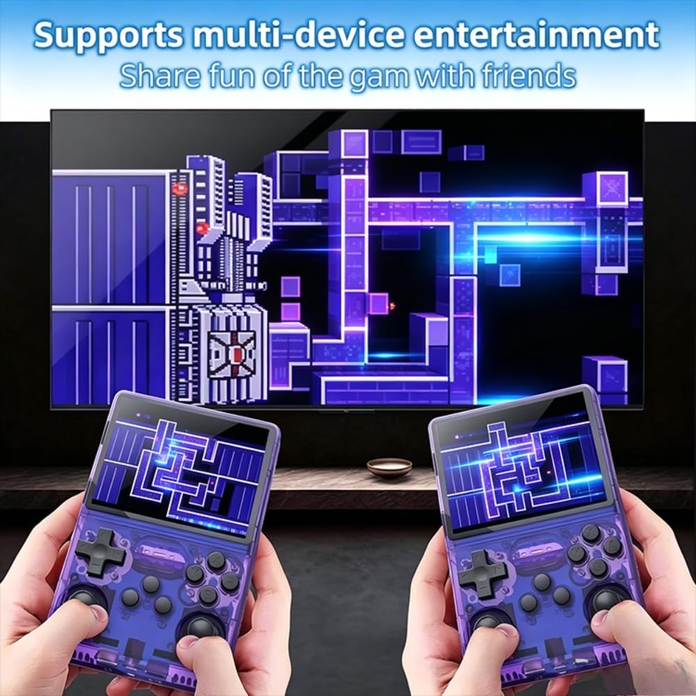 R40S PRO - Reproductor de videojuegos retro portátil, pantalla IPS de 3.5 pulgadas, tarjeta TF de 128 GB, batería recargable de 3800 mAh, compatible con juegos retro multiformato
