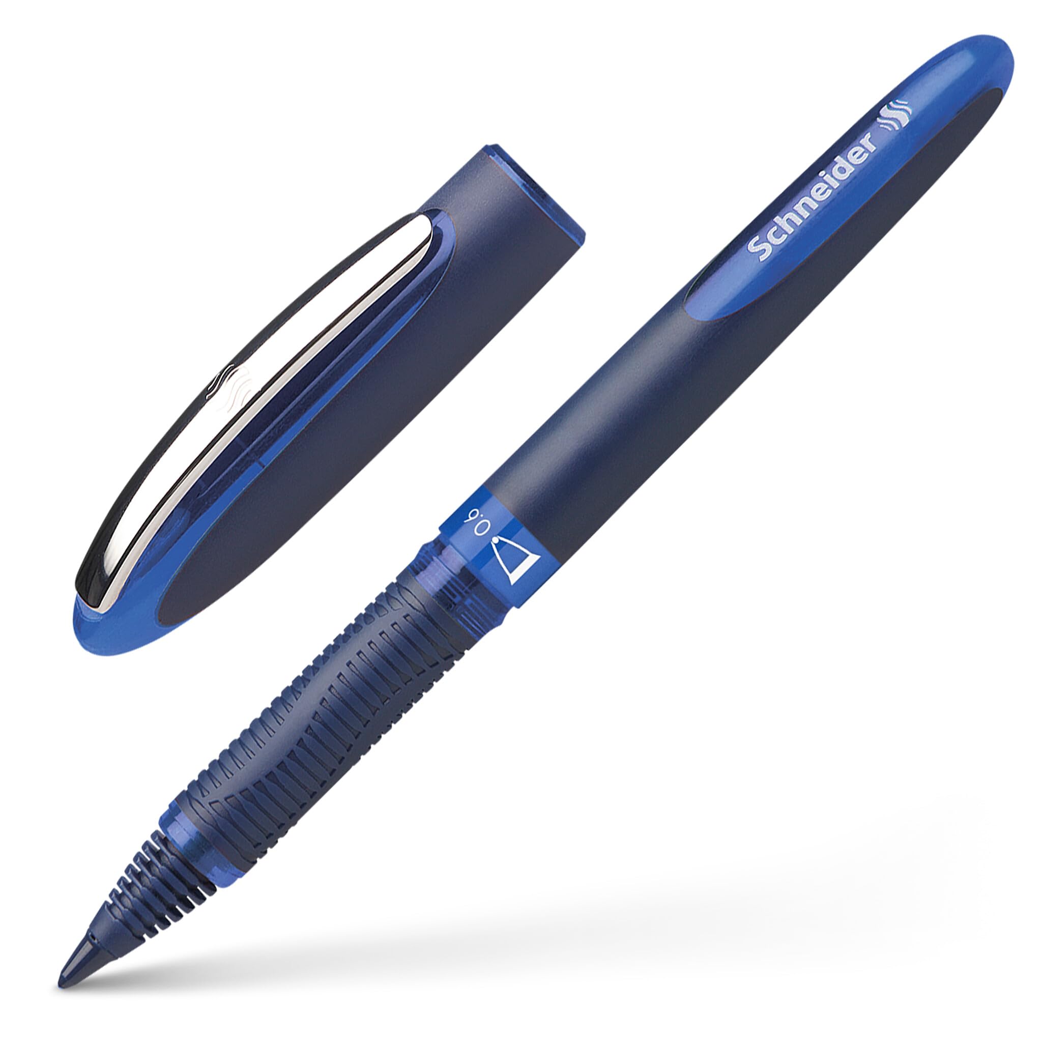 Schneider One Business Rollerball Pen, 0.6 mm Ultra-Smooth Tip, Blue Barrel, Blue Ink, Blister Pack of 1 Pen (78303)