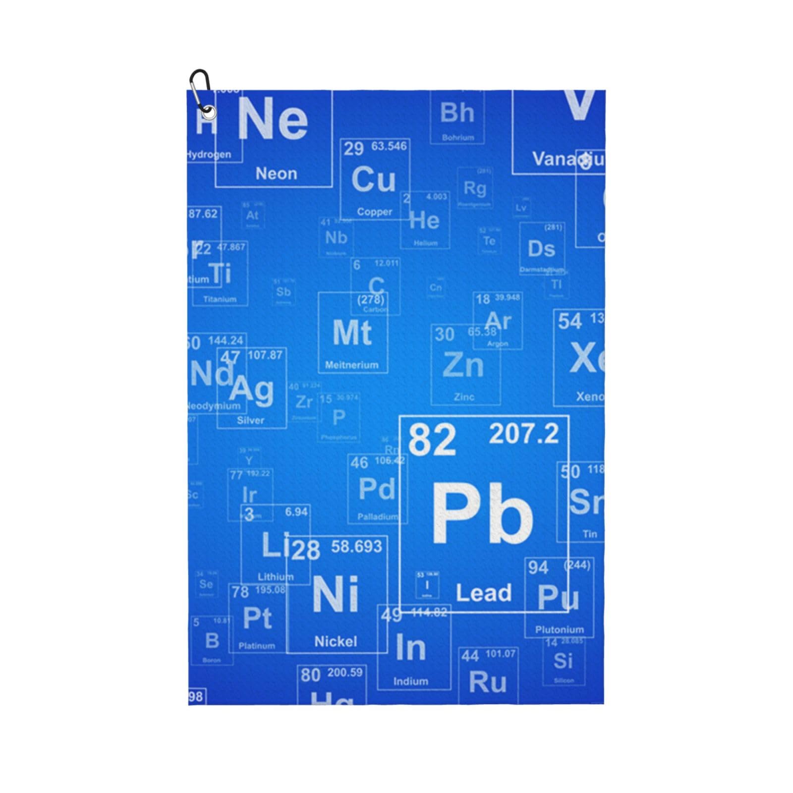 Hnnkloy Science Teacher Funny Elements Periodic Table, 16x24 in Portable Waffle Golf Towels with Carabiner Clip for Golf Bag