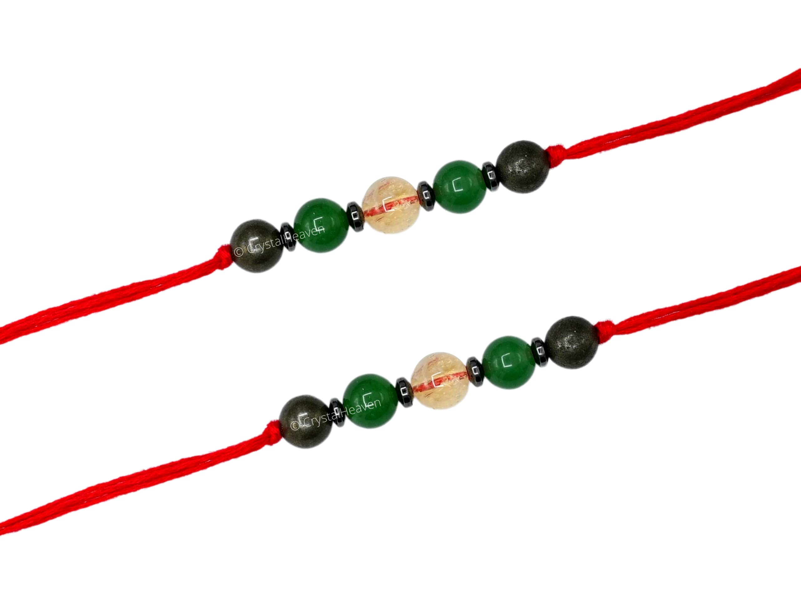 Rakhi Sets Combo of 2 for Brother Bhaiya and Bhabhi With Green Aventurine Pyrite Citrine Crystals | Rakshabandhan Best Wishes Greeting Card (Money & Success Rakhi) (B0B5KQMG2P) Amazon Price History, Amazon Price Tracker