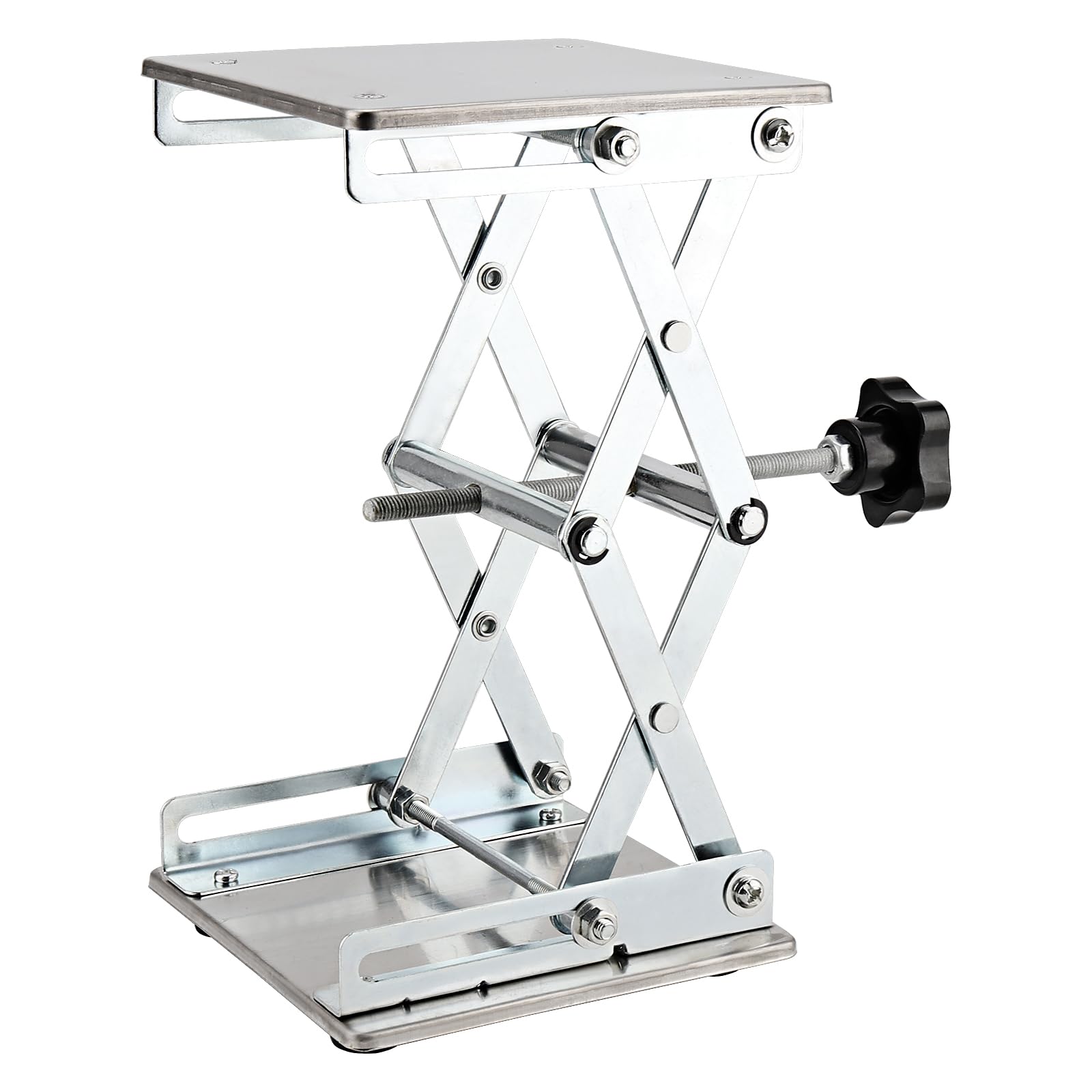 LEXININ 150 x 150 mm cric a forbice da laboratorio, in acciaio inox, piattaforma di sollevamento da laboratorio, supporto scientifico per esperimenti di fisica
