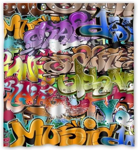Outlet-Seller Custom Creative Graffiti Waterproof Bathroom Fabric Shower Curtain 66" x 72"