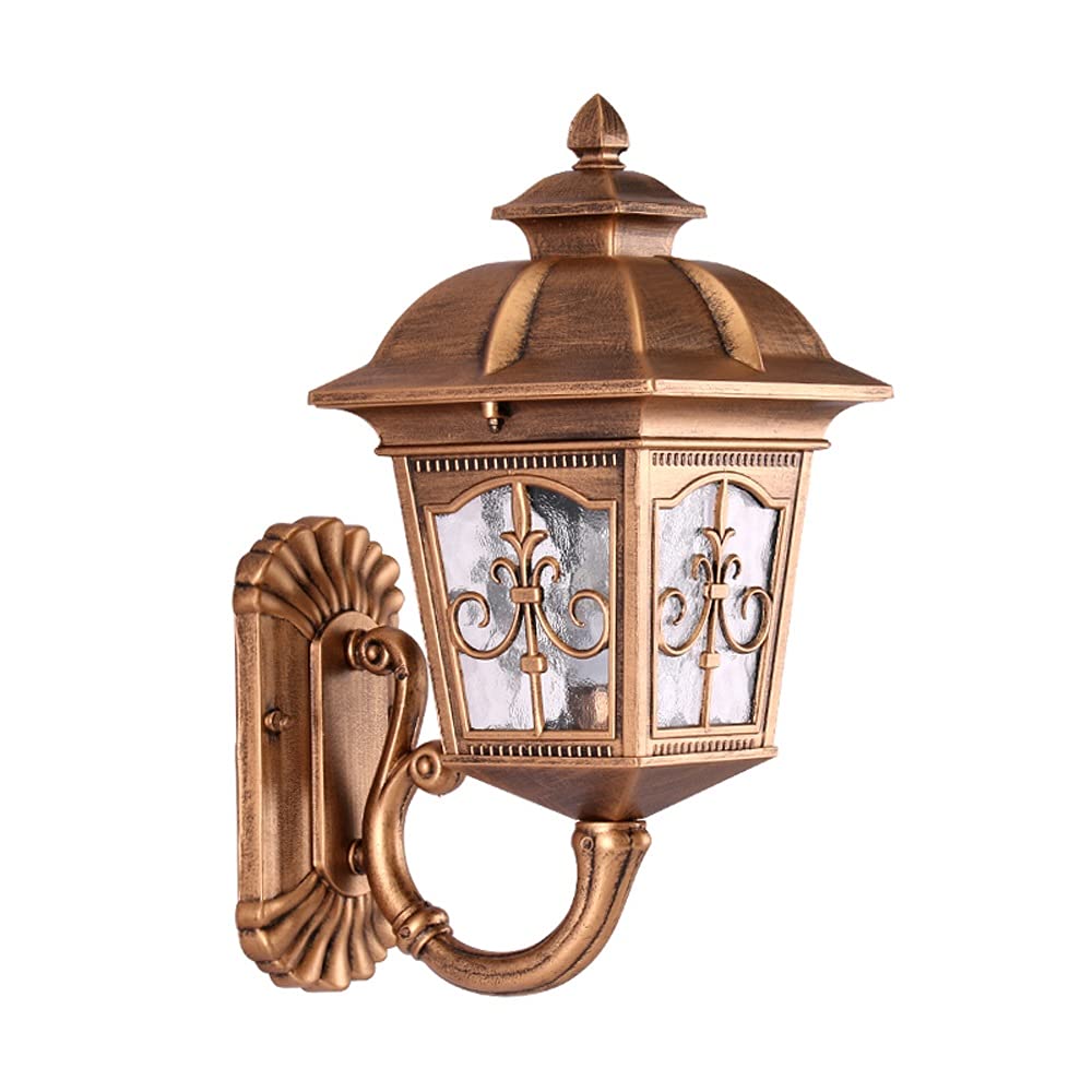 VDOQTLJT European Outdoor Retro Wall Lantern IP54 Waterproof Garden Courtyard Street Lamp Aisle Villa Door Balcony Exterior Light Sconces E27(Bronze)